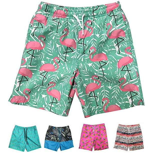 Etstk Pink Flamingo Kids Quick Dry Swim Trunks for Boys 